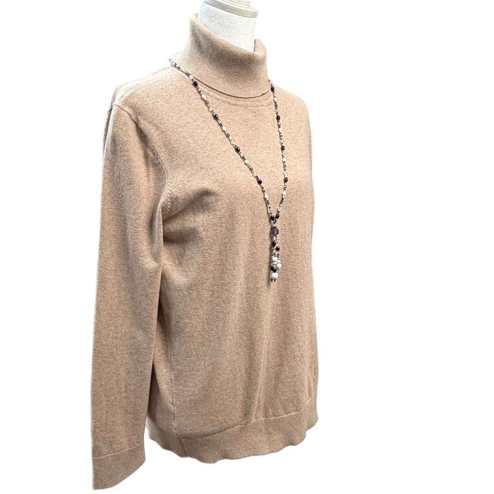 Tommy Hilfiger Tan Turtleneck Sweater Button Cuff Slim Fit XL Minimalist Capsule - Picture 4 of 11